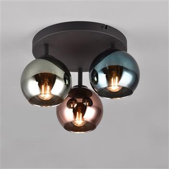 Sheldon 3 Light Black And Multicolour Semi Flush Fitting R61303017