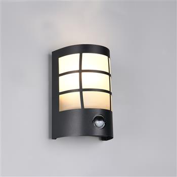 Sintra IP44 Matt Black And White Outdoor PIR Wall Light R26459132