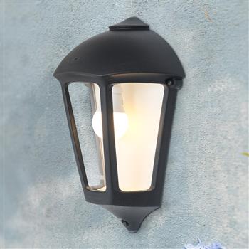 Giulio Black Resin IP55 Wall Half Lantern GIULIO