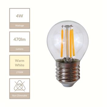 LED ES/E27 2700K 4W Filament Golf Ball Bulb MLGB4ES/WW