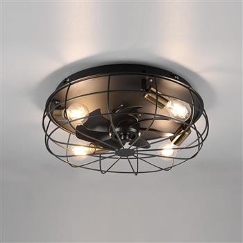Trondheim Matt Black Large Round 4 Light Ceiling Fan