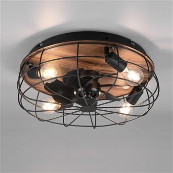 Trondheim Matt Black Large Round 4 Light Ceiling Fan