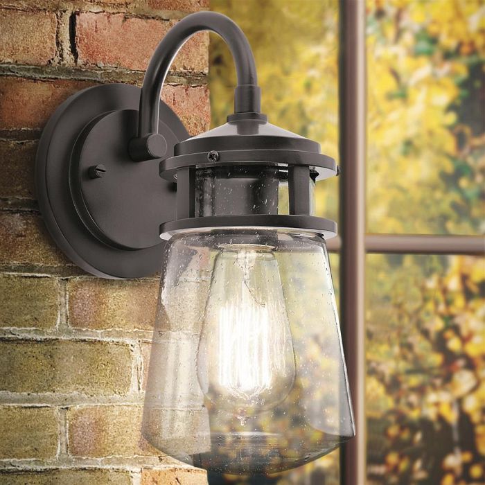 Small Wall Lantern IP44 Bronze Finish KL-LYNDON2-S-AZ