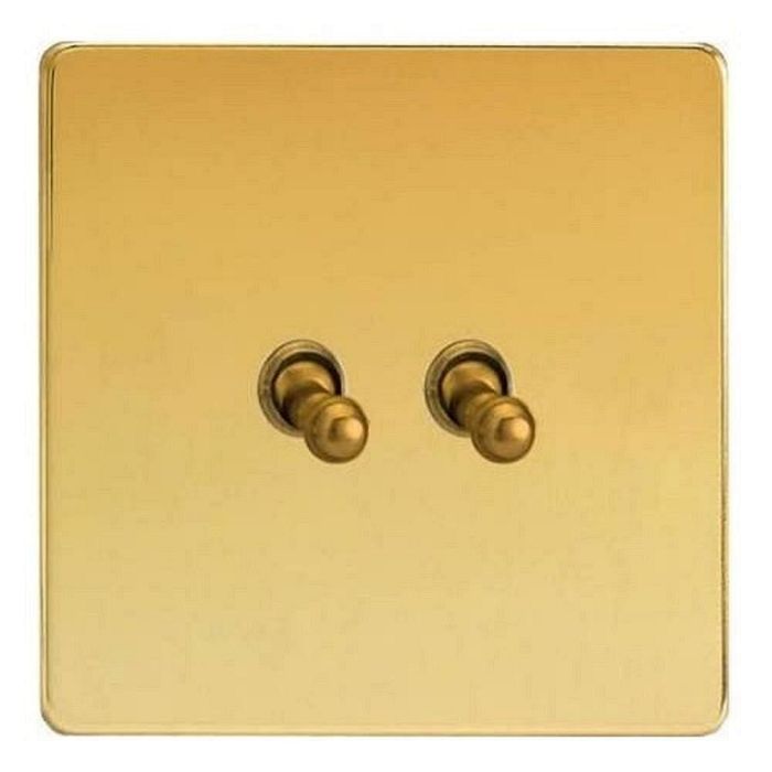 Polished Brass 2 Gang Toggle Switch XDVT2S