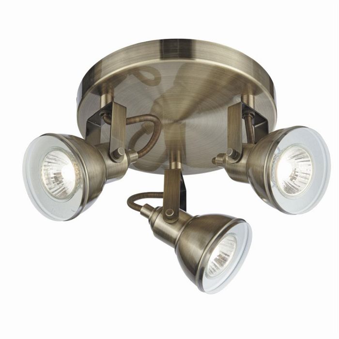Focus LED Antique Brass Multi-Directional Triple Spotlight 1543AB