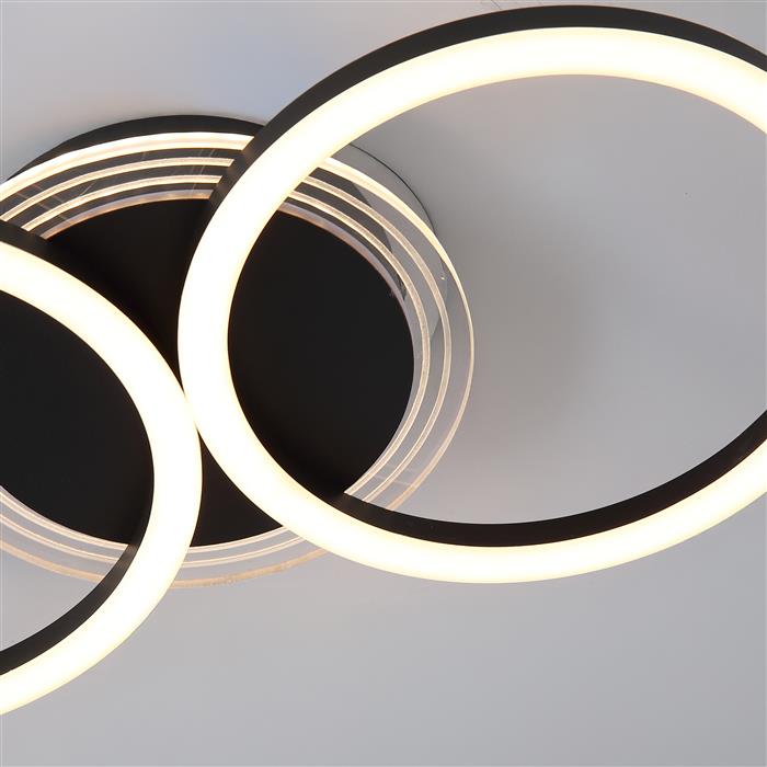 Contour Triple Dimmable LED Matt Black Flush Ceiling Fitting 13651BK