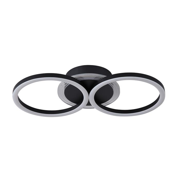 Contour Triple Dimmable LED Matt Black Flush Ceiling Fitting 13651BK