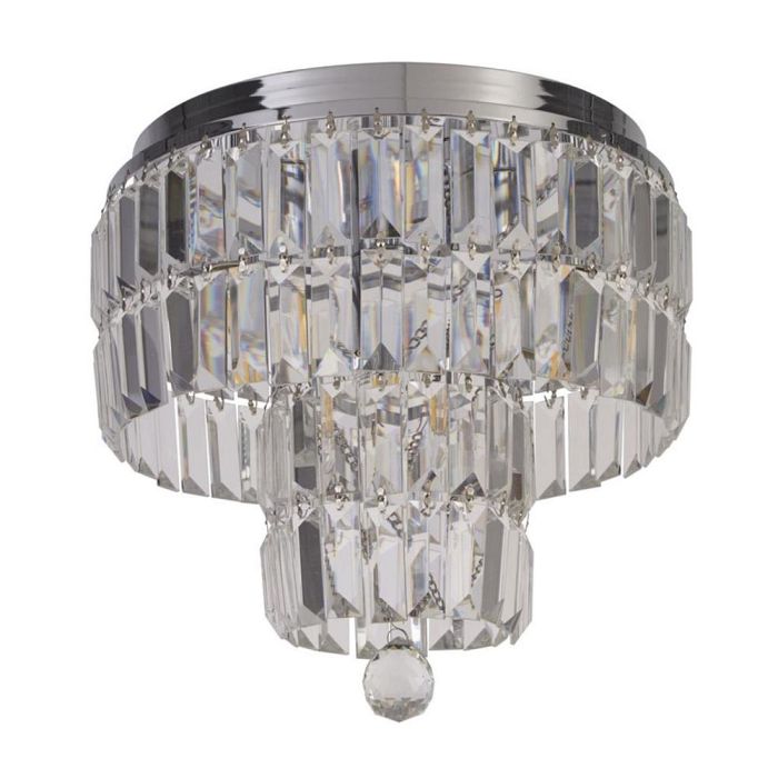 Empire IP44 Bathroom Flush 4 Light Chrome and Clear Crystal Fitting 61321-4CC
