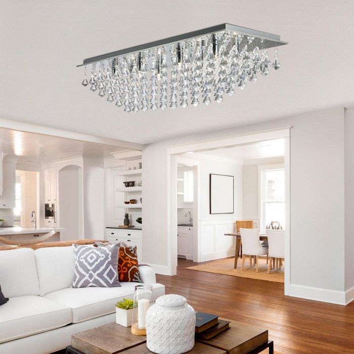 Hanna Rectangular Crystal Ceiling Light 7828-8CC