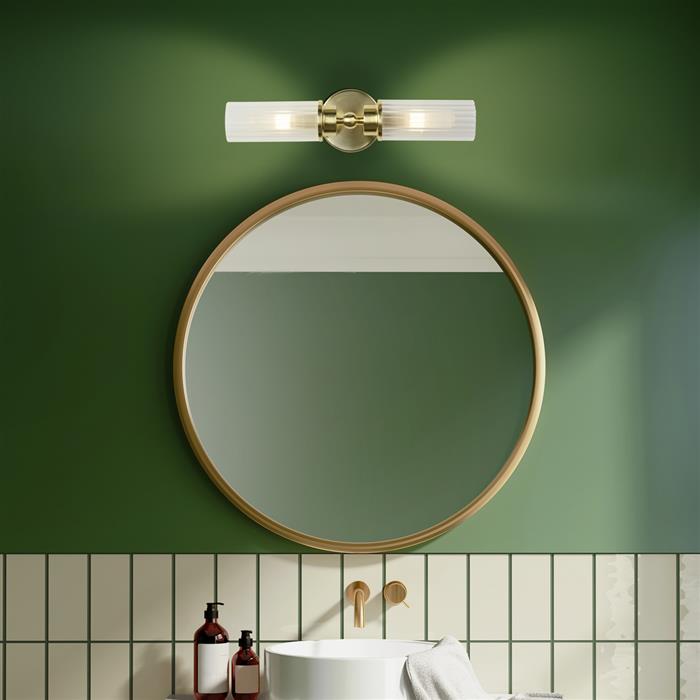 Imperial IP44 Bathroom Satin Brass Double Wall Light 29982SB
