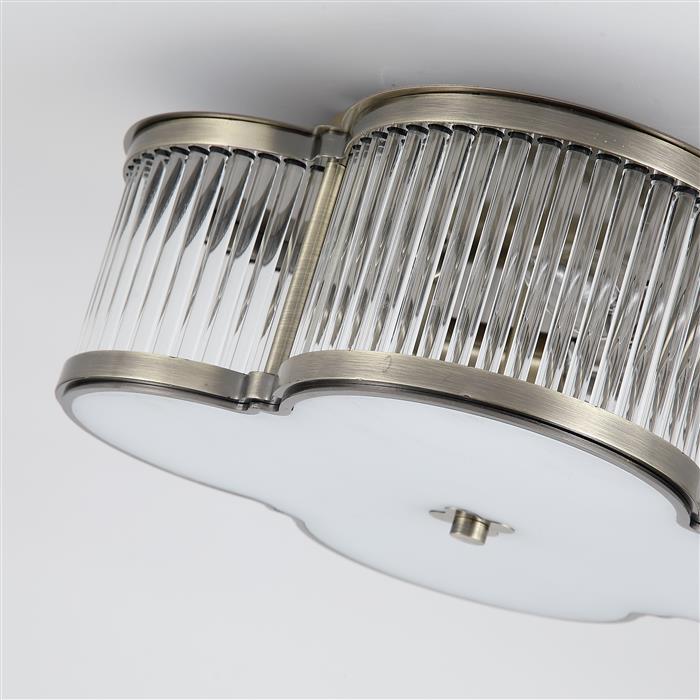 Lotus Three Light Antique Brass Flush Ceiling Fitting 77210-3AB