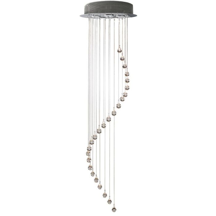 Modern Stairwell Chrome Crystal Cluster Pendant 5742CC