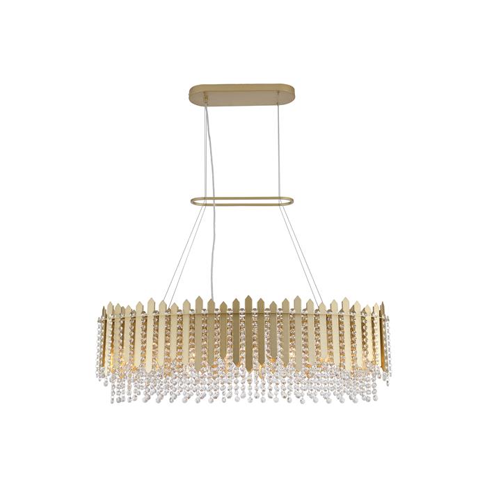 Spear Gold (Colour) And Crystal Eight Light Ceiling Pendant 44711-8GO