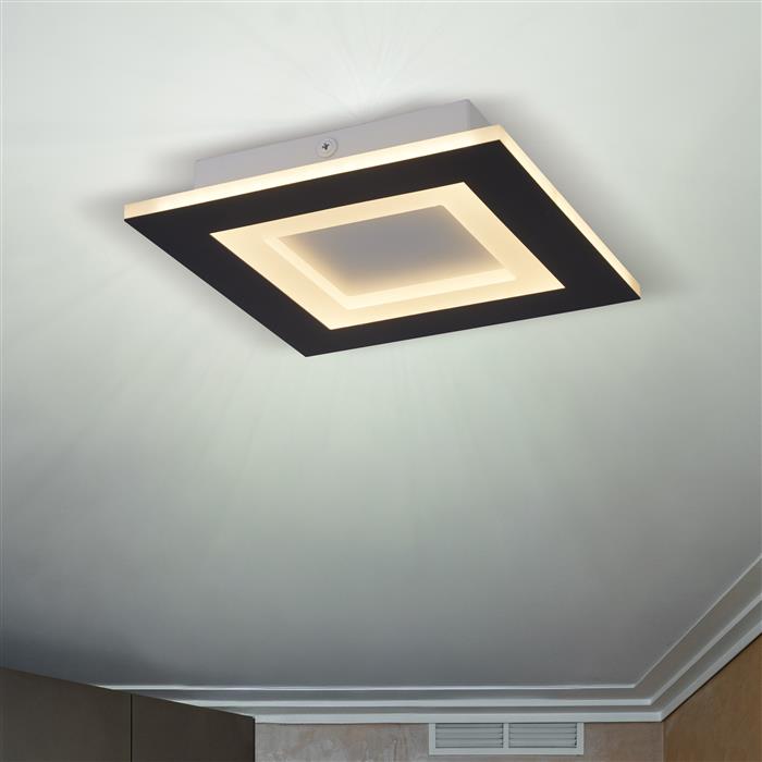 Squary LED 390mm Matt Black flush Ceiling Fitting 44715BK