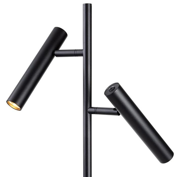 Aspen Black Dimmable LED Double Floor Lamp 6888BK