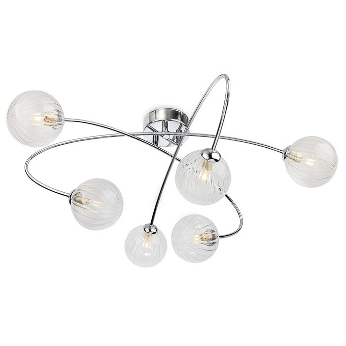 Atom 6-Light Chrome and Clear Glass Ceiling Fitting 6926CH