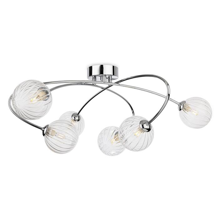 Atom 6-Light Chrome and Clear Glass Ceiling Fitting 6926CH