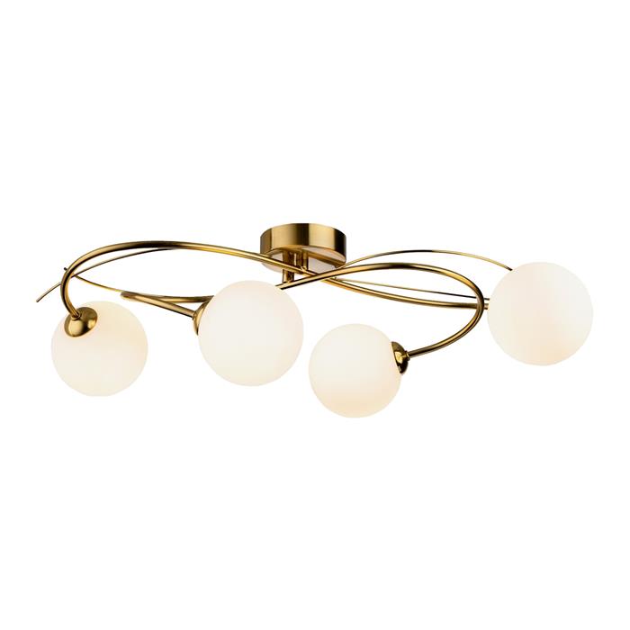 Elba 4-Light Brushed Brass Opal Glass Ceiling Fitting 6921BB