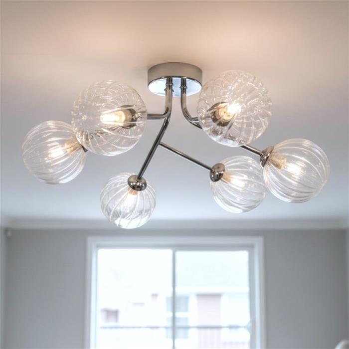 Groves 6 Light Chrome and Clear Ceiling Fitting 6906CH