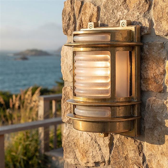Nautic Curved Solid Brass IP64 Wall Light 5924BR