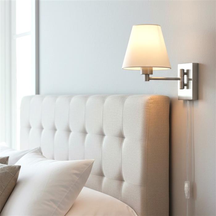 Swing Arm Brushed Steel Plug-In Wall Light 6891BS