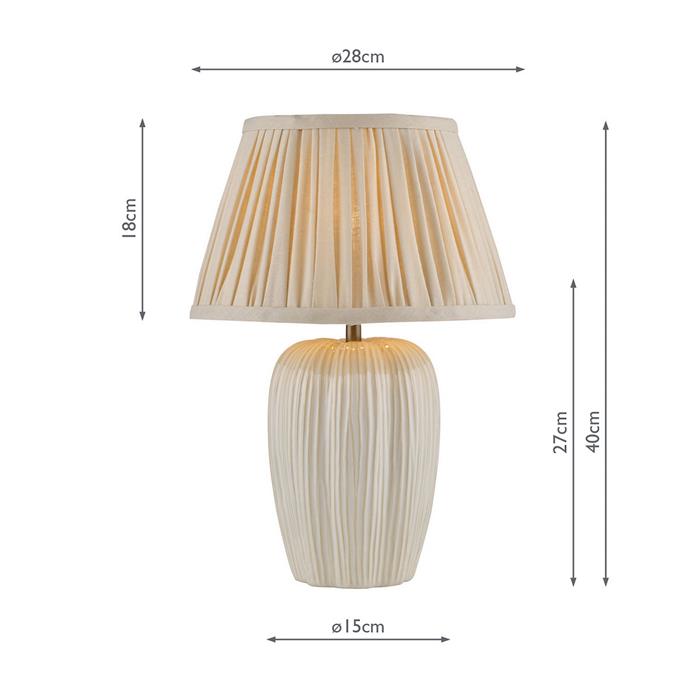 Abigail Cream Ceramic Table Lamp With Pleated Shade Abi4233