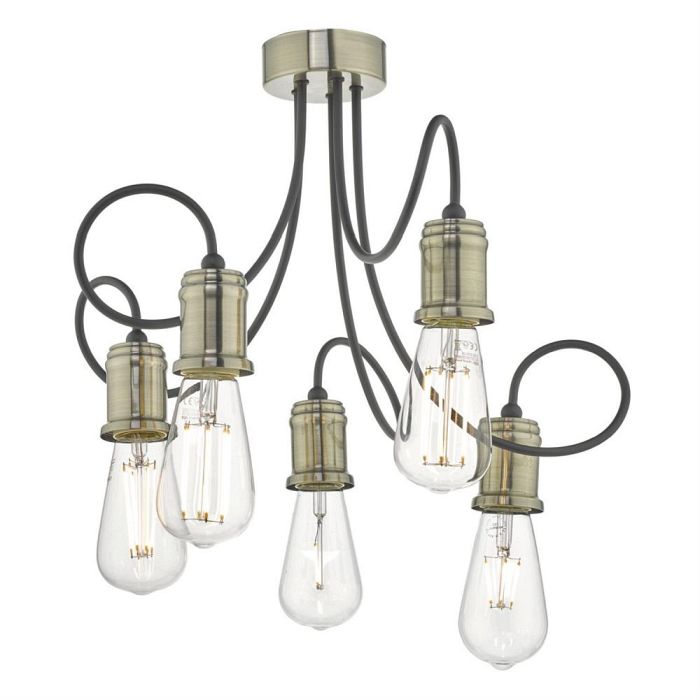 Alzbet Semi-Flush Ceiling Light Antique Brass Finish ALZ5475