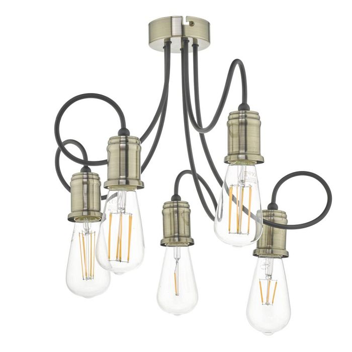 Alzbet Semi-Flush Ceiling Light Antique Brass Finish ALZ5475