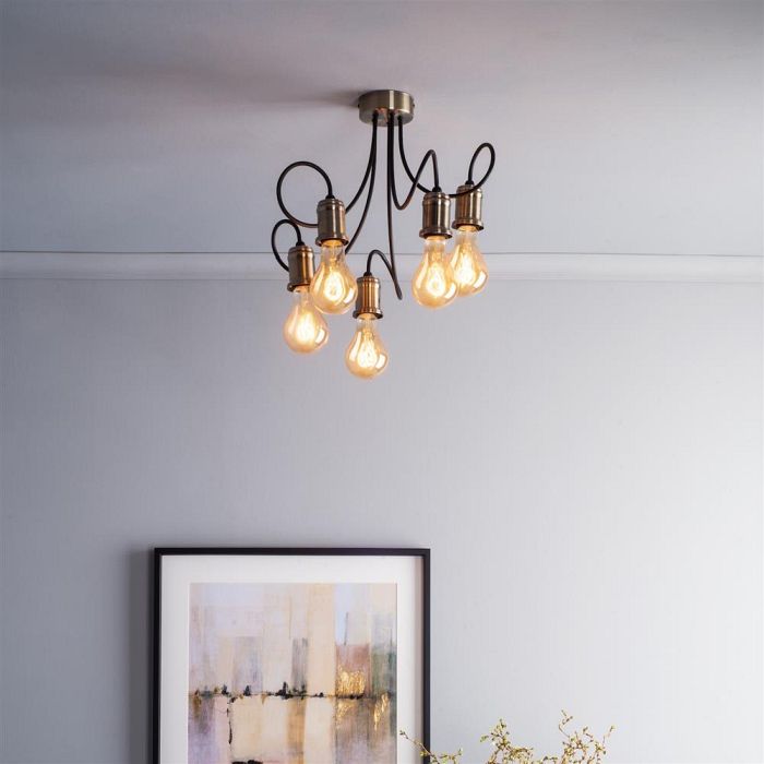 Alzbet Semi-Flush Ceiling Light Antique Brass Finish ALZ5475