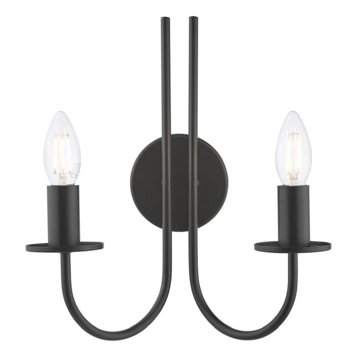 Becca Double Matt Black Wall Light BEC0922