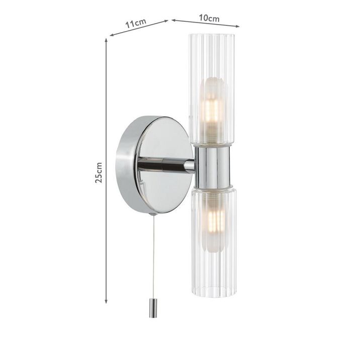 Bolton IP44 Double Polished Chrome Bathroom Wall Light BOL0950