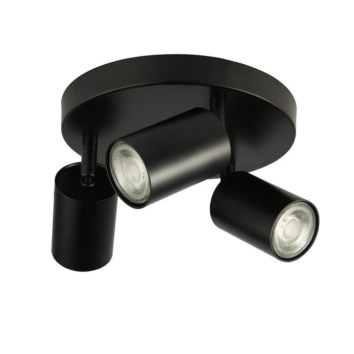 Cawley Matt Black Triple Ceiling Spotlight CAW7622