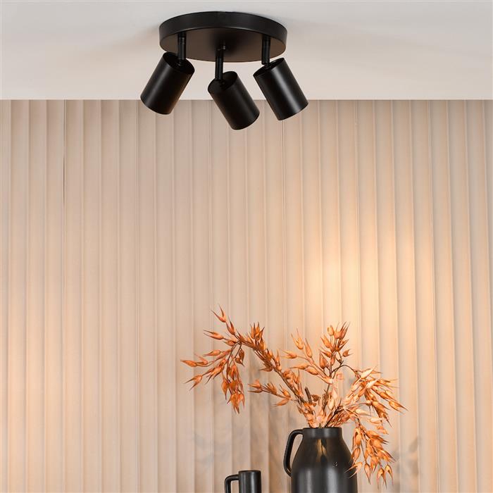 Cawley Matt Black Triple Ceiling Spotlight CAW7622