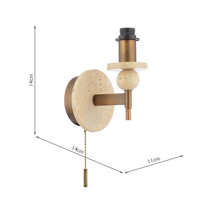 Colenza Antique Bronze And Natural Travertine Stone Single Wall Light COL0763