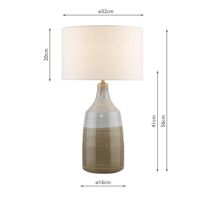 Desirus Ceramic Pale Blue And Taupe Table Lamp With Ivory Shade DES4223