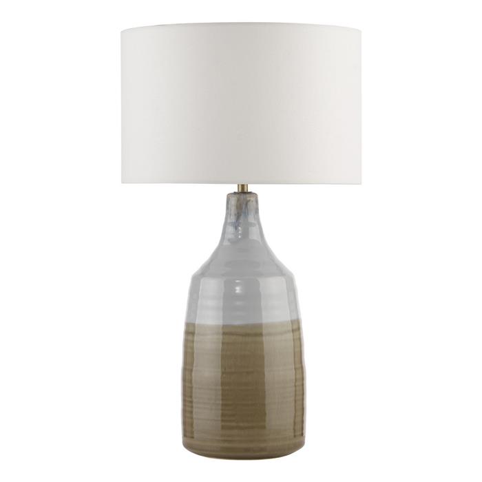 Desirus Ceramic Pale Blue And Taupe Table Lamp With Ivory Shade DES4223