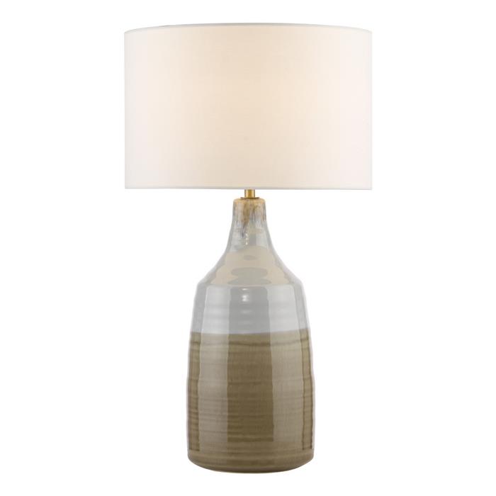 Desirus Ceramic Pale Blue And Taupe Table Lamp With Ivory Shade DES4223