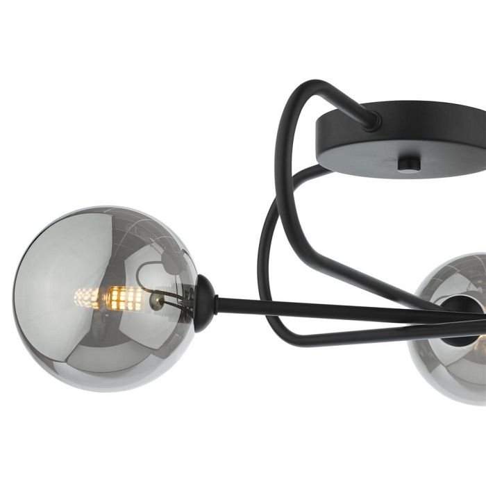 Eissa 3 Light Matt Black Semi-Flush Fitting EIS5322