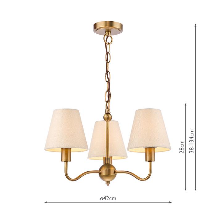 Elara Antique Bronze And Linen Shades 3 Light Multi-Arm Fitting ELA0363-ROR2615