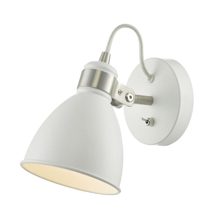 Frederick Satin Chrome And White Switched Single Wall Light FRE0702