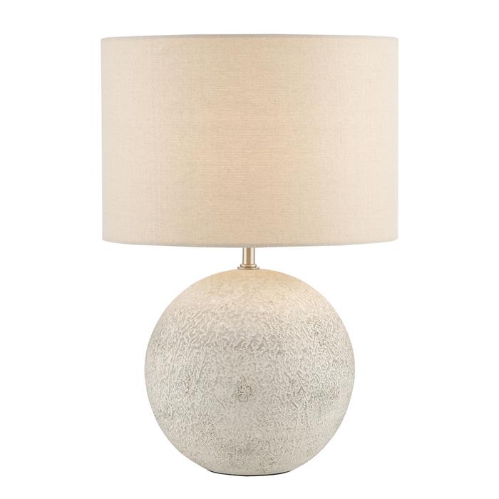 Havana Small Natural Ceramic Table Lamp White Linen Shade HAV4029