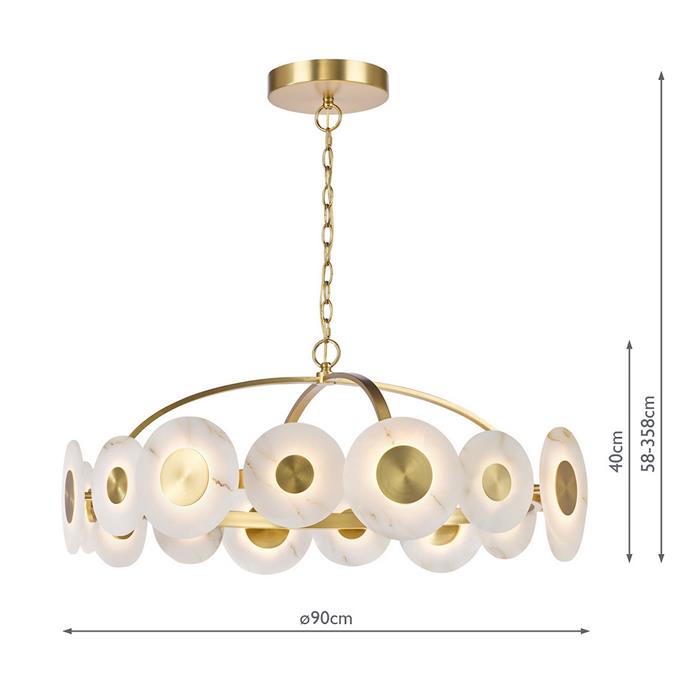 Irela LED Natural Brass And Alabaster Pendant Fitting IRE1635