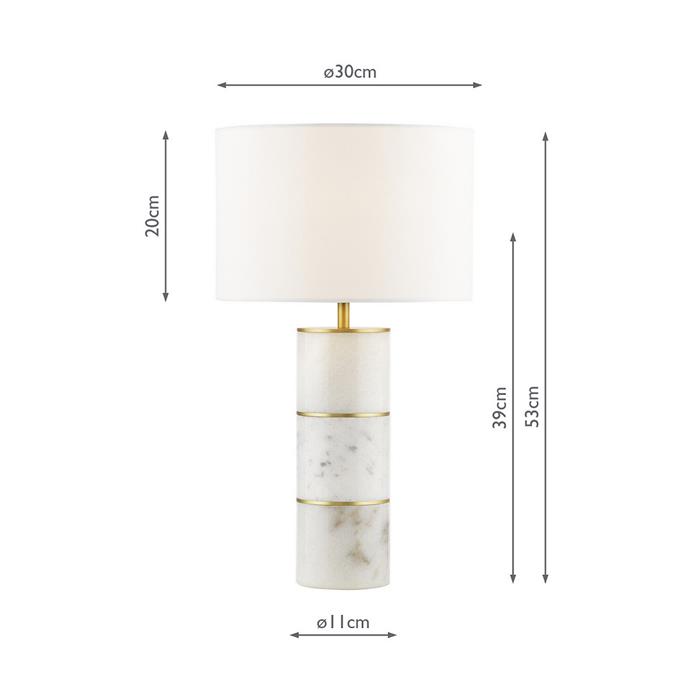 Ishana Marble And White Drum Shade Table Lamp ISH4202