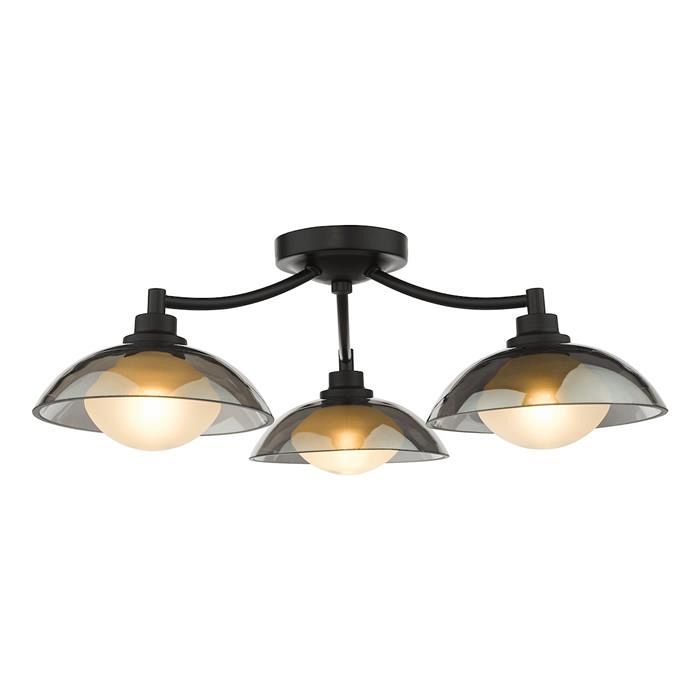Kadience Satin Black And Smoked Glass 3 Light Semi-Flush KAD5322