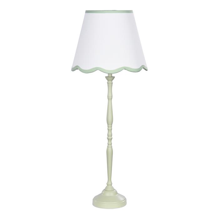 Lupo Soft Matt Green Table Lamp With Ivory Scalloped Shade LUP4224