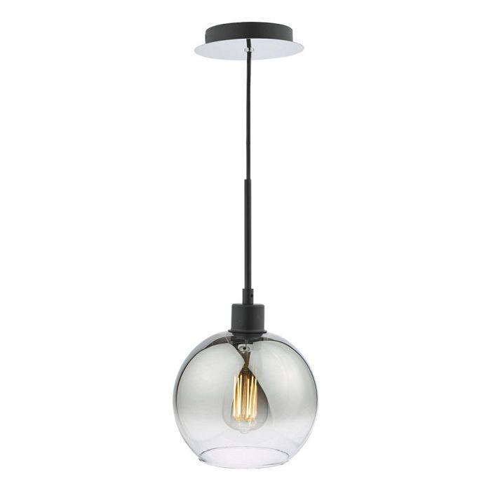 Lycia Matt Black With Smoked Ombre Glass Single Pendant LYC8622