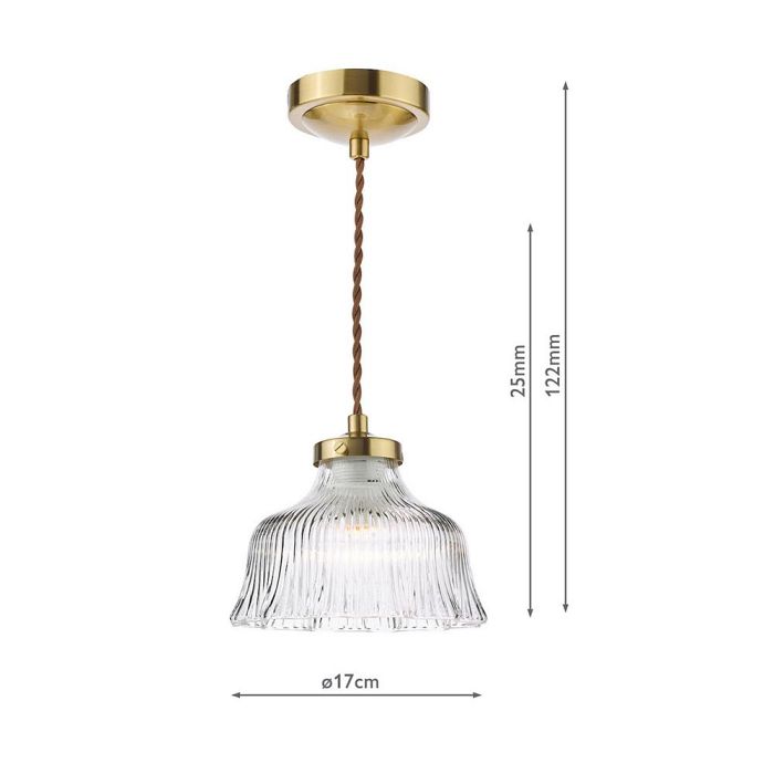 Maude Natural Brass And Clear Ribbed Glass Single Pendant MAU0142