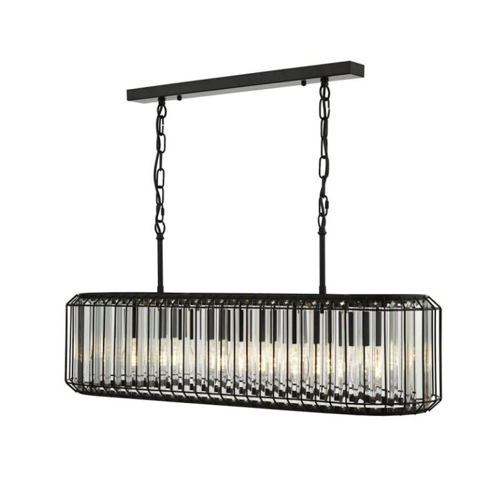 Naeva Matt Black And Crystal 5 Light Bar Pendant NAE0522