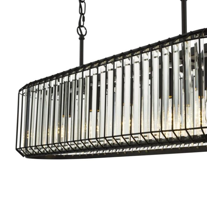 Naeva Matt Black And Crystal 5 Light Bar Pendant NAE0522