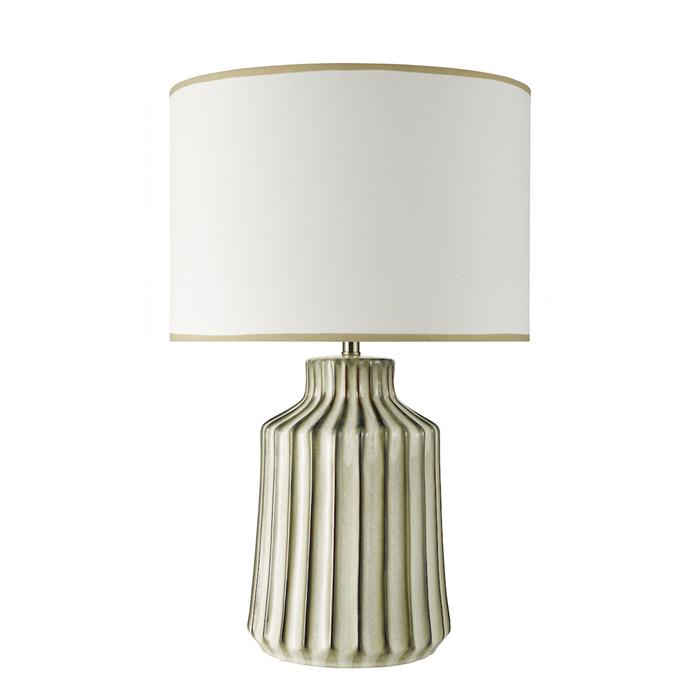 Nedra Natural Ribbed Ceramic Table Lamp And White Shade NED4229